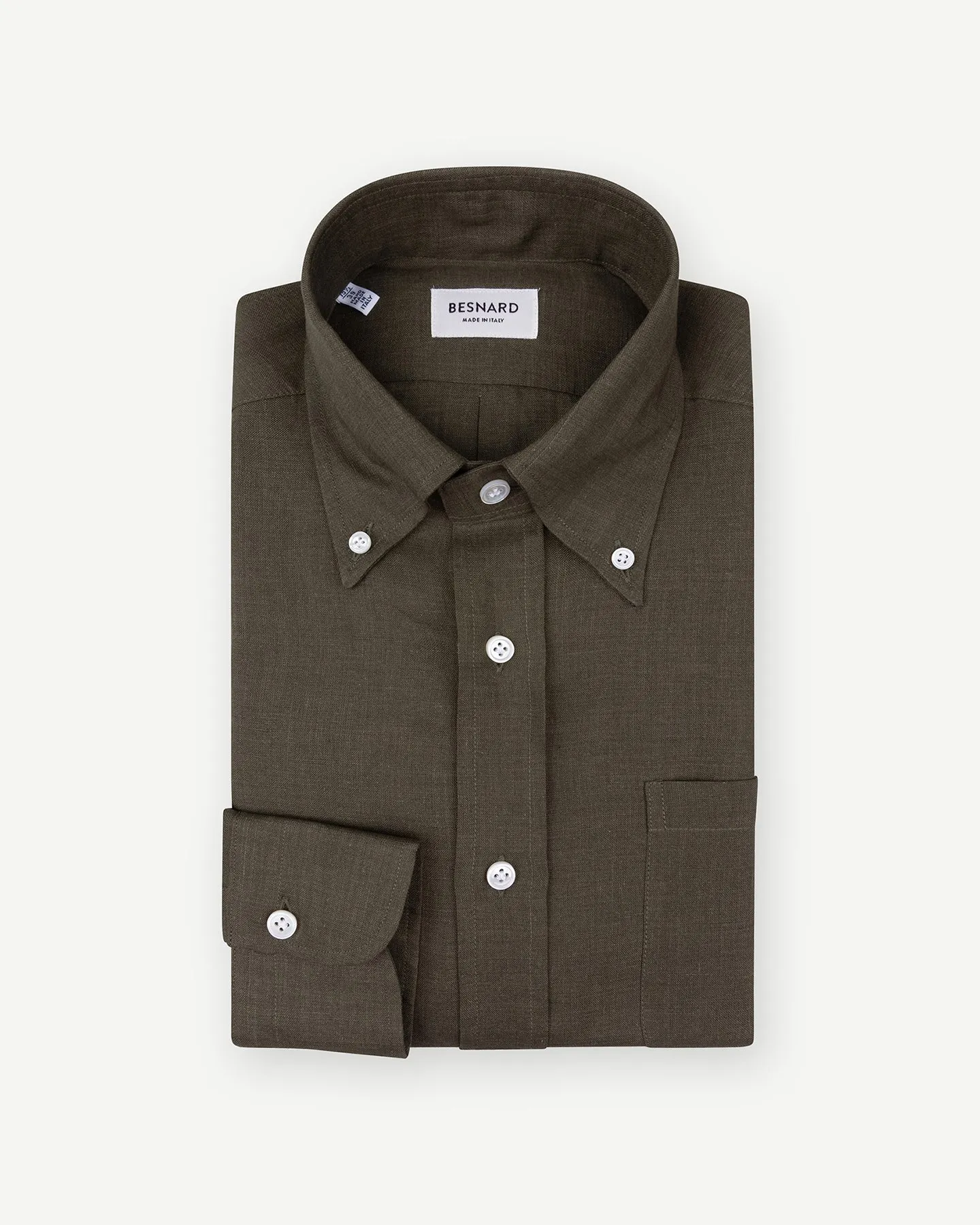 Olive Linen Button Down Shirt