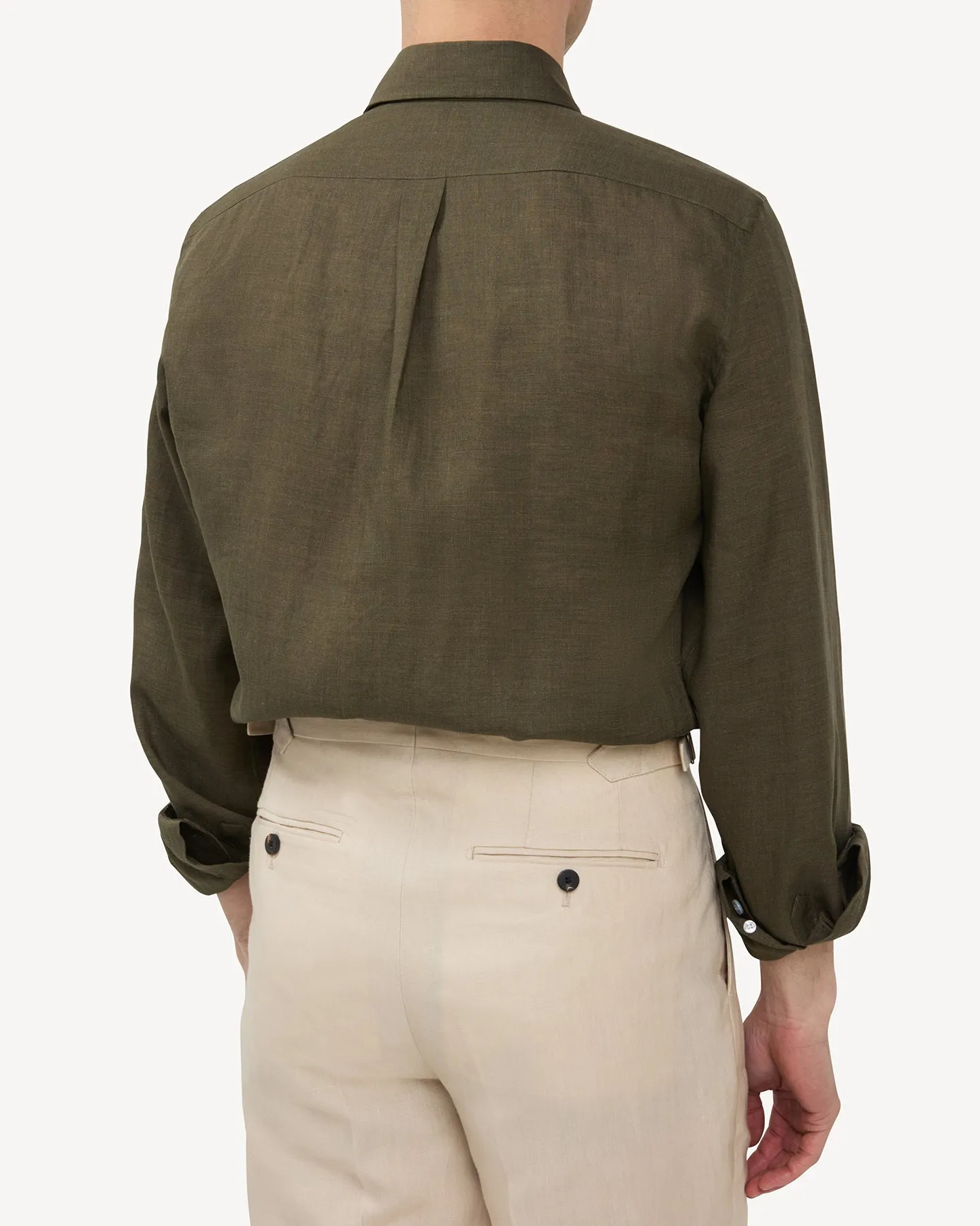 Olive Linen Button Down Shirt