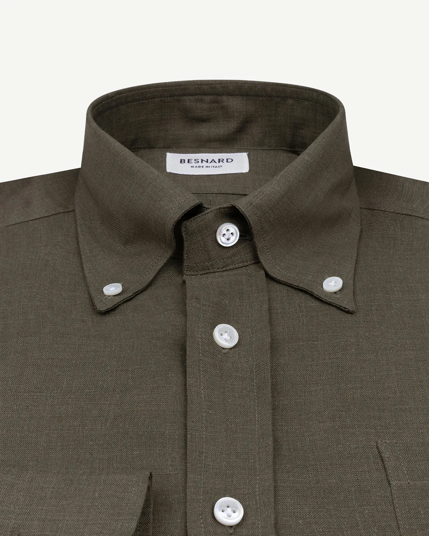 Olive Linen Button Down Shirt