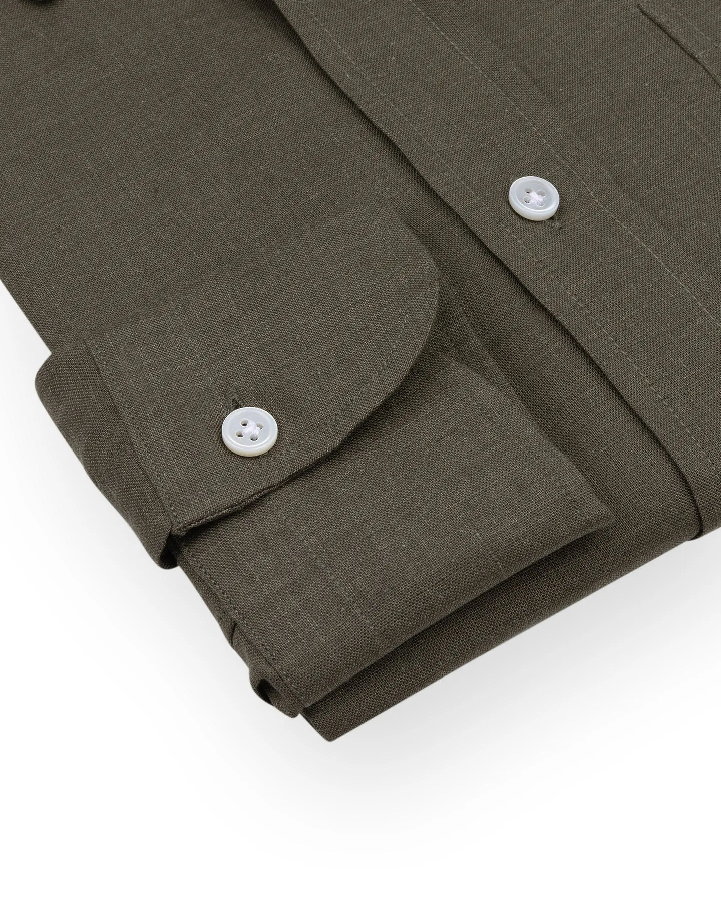 Olive Linen Button Down Shirt