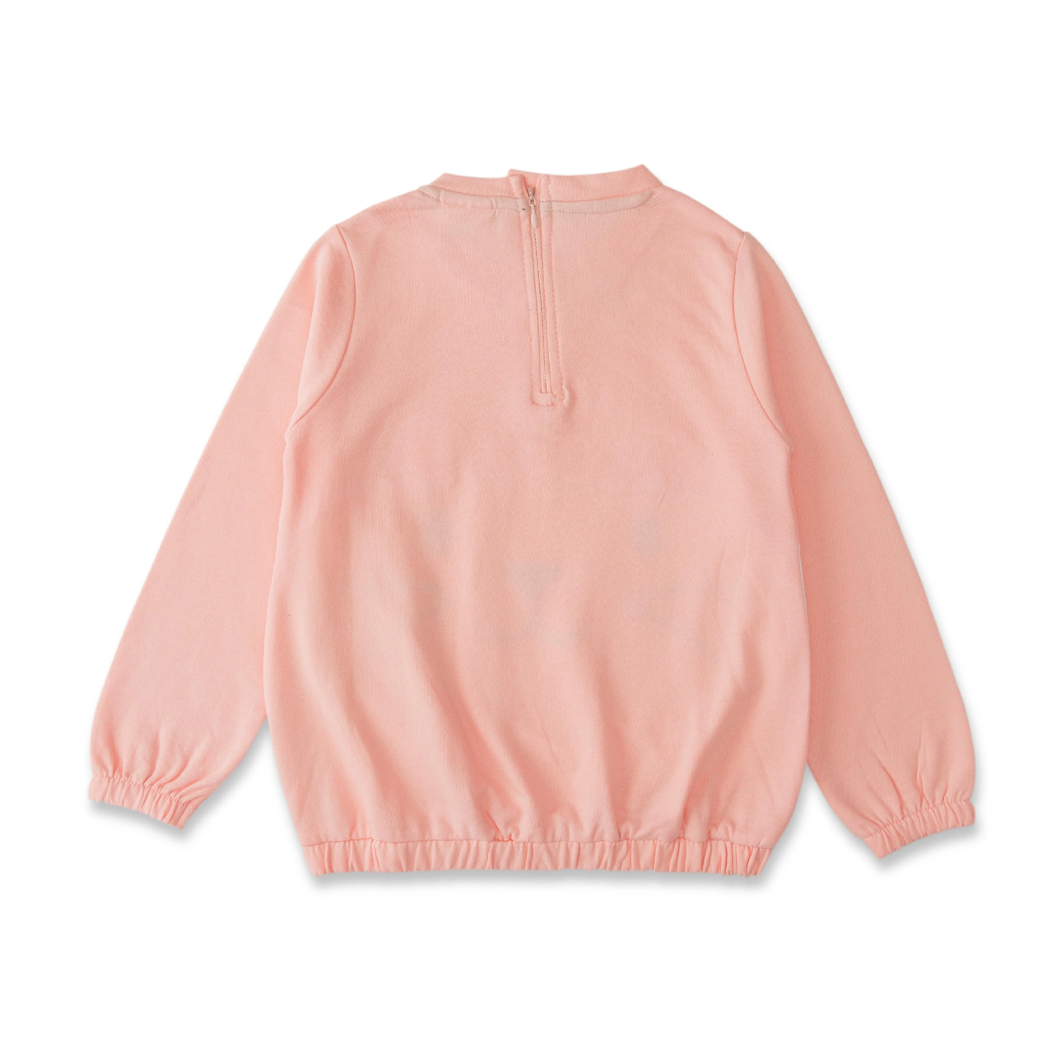 "Pink Animal Face Sweatshirt  Cozy Long-Sleeve Pullover for Girls"
