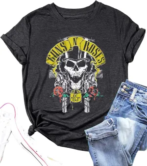 Rock Music Bleached T-Shirt Women Vintage Graphic Rock Concert Band Tee Tops Casual Band Music Lovers T-Shirt