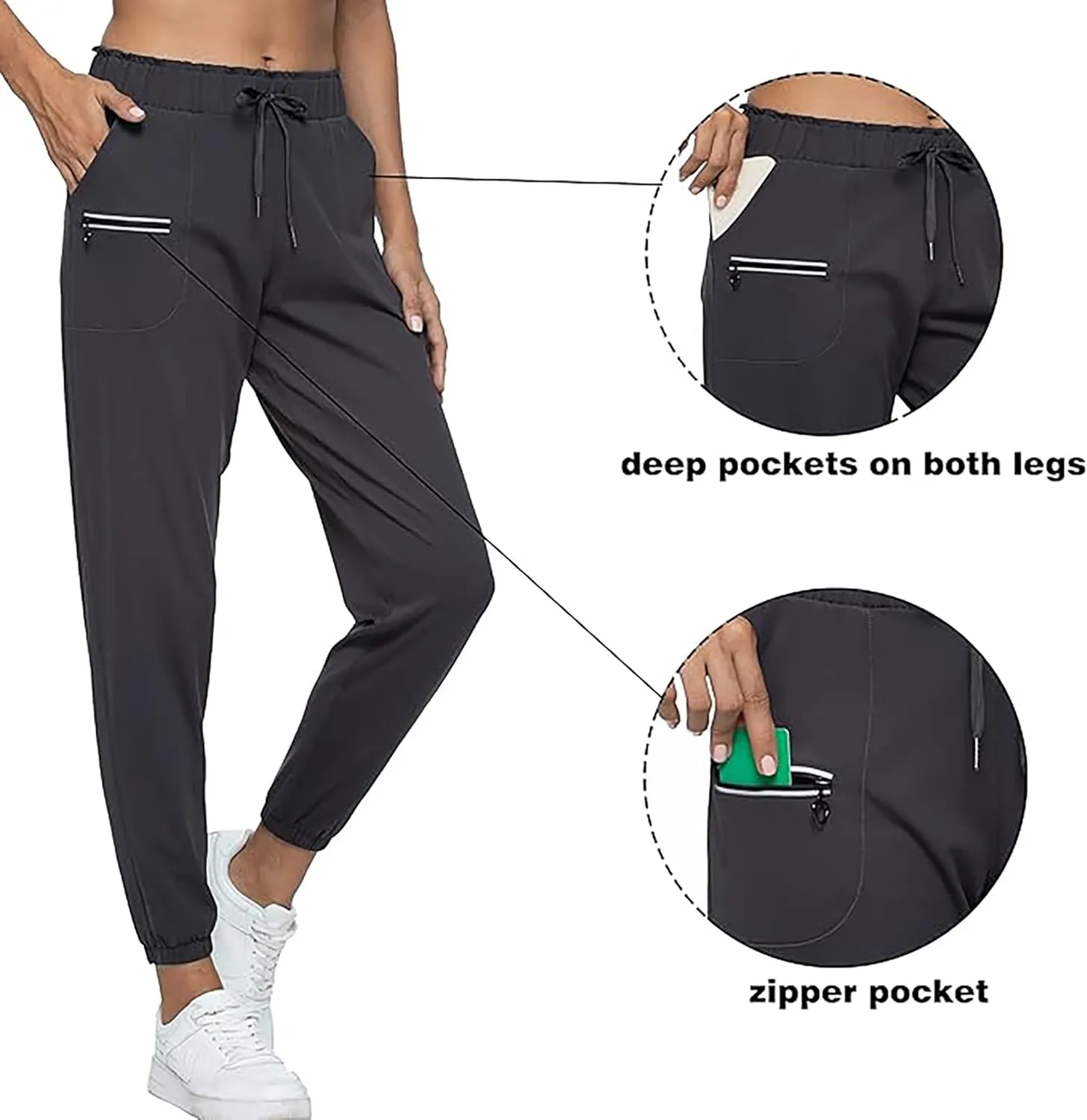Rrosseyz Women Lightweight Joggers Pants with Pockets, Quick Dry Athletic Workout Soft Pant for Gym Running