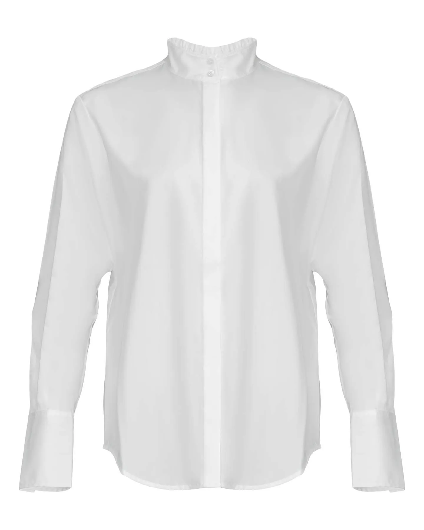 Ruffle Neck Button Down Shirt