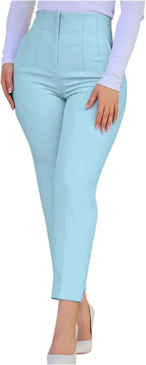 Ruziyoog High Waist Skinny Pants for Women Soft Stretchy Slim Fit Trousers Casual Work Office Pants