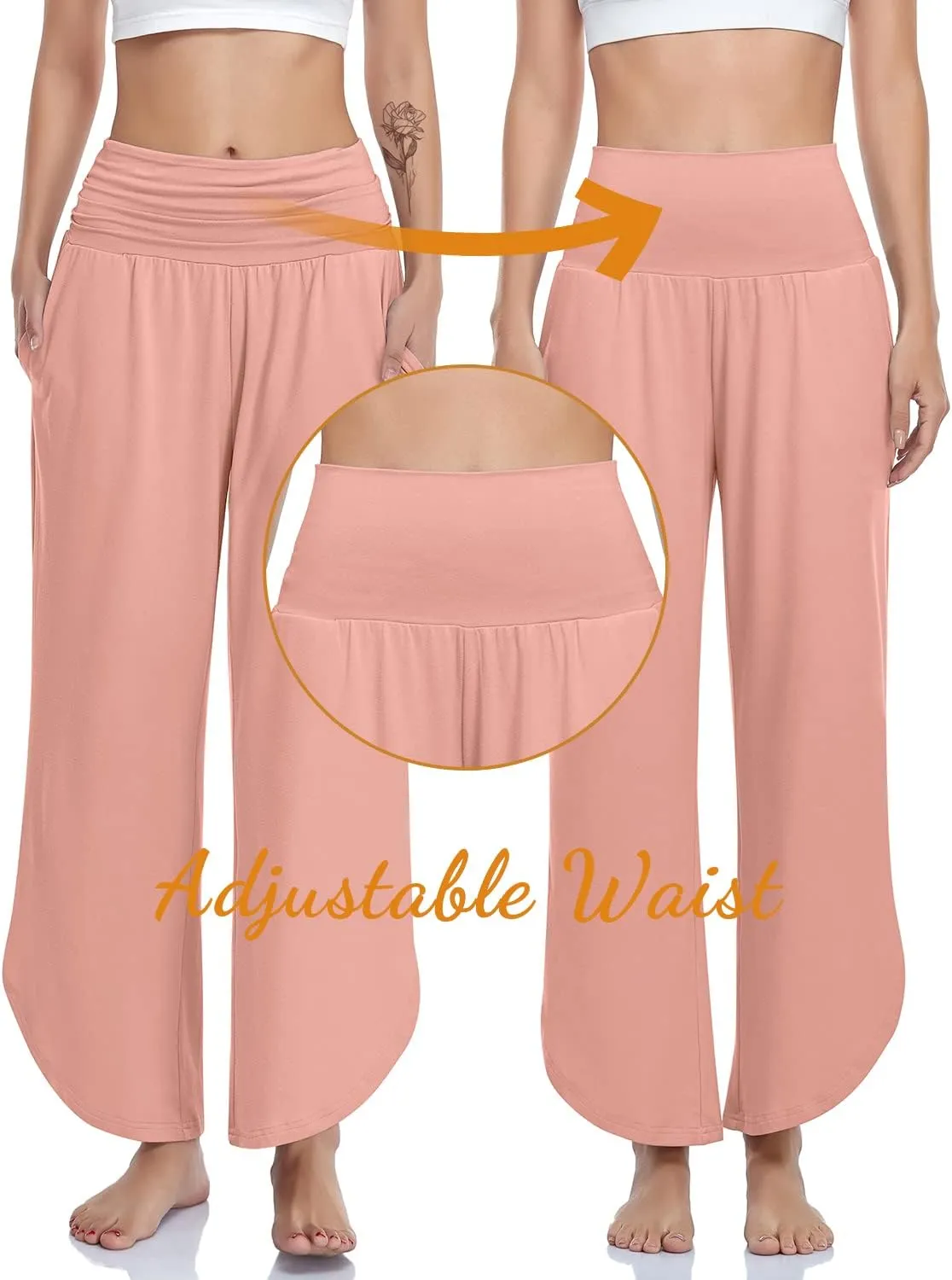 UEU Women's Wide Leg Yoga Pants High Waisted Comfy Dance Sweatpants Loose Casual Soft Lounge Joggers with Pockets
