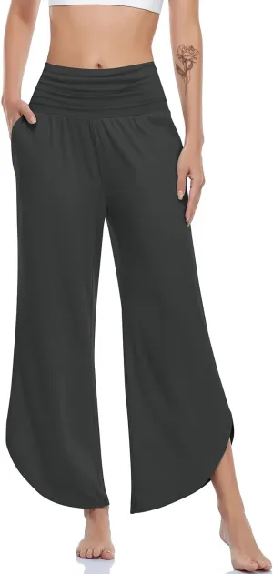 UEU Women's Wide Leg Yoga Pants High Waisted Comfy Dance Sweatpants Loose Casual Soft Lounge Joggers with Pockets