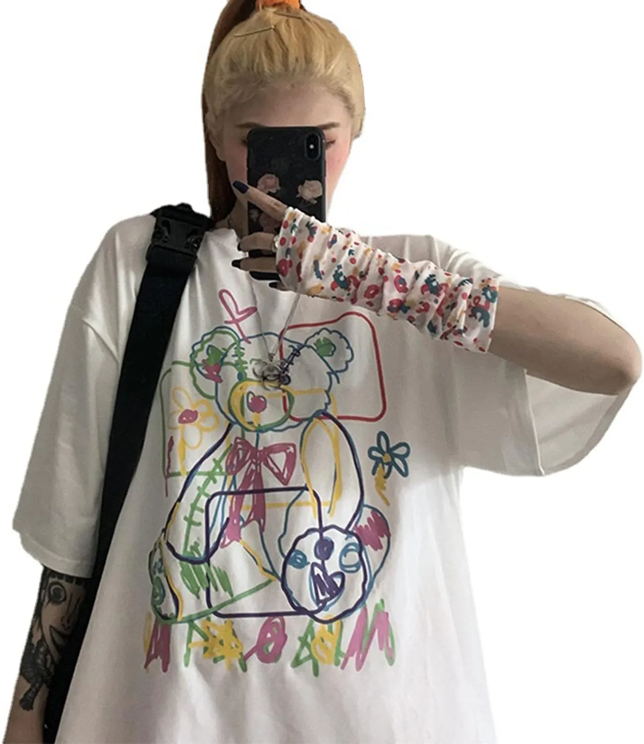 Women Summer Gothic T-Shirt Anime Aesthetic Print Harajuku Fashion Casual Tops