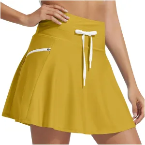 Women Tennis Skirt Golf Skorts Athletic High Waisted with Drawstring Summer Flowy Sport Workout Y2K Pleated Skirts
