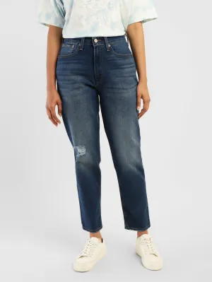 Women's 80s Blue Tapered Fit Mid Rise Jeans