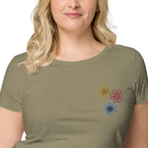 Womens Embroidered Spring Flowers Organic t-Shirt