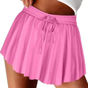 Womens Pleated Skirt Drawstring High Waisted Workout Mini Tennis Skirts Summer Casual Pickleball Skater Cheer Skorts
