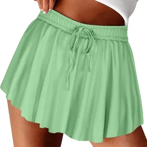 Womens Pleated Skirt Drawstring High Waisted Workout Mini Tennis Skirts Summer Casual Pickleball Skater Cheer Skorts