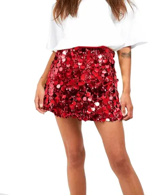 Women's Sequin Skirts Shiny Sparkly Mini Bodycon Skirts Holiday Party Outfits Night Out Dance Club Rave Costume